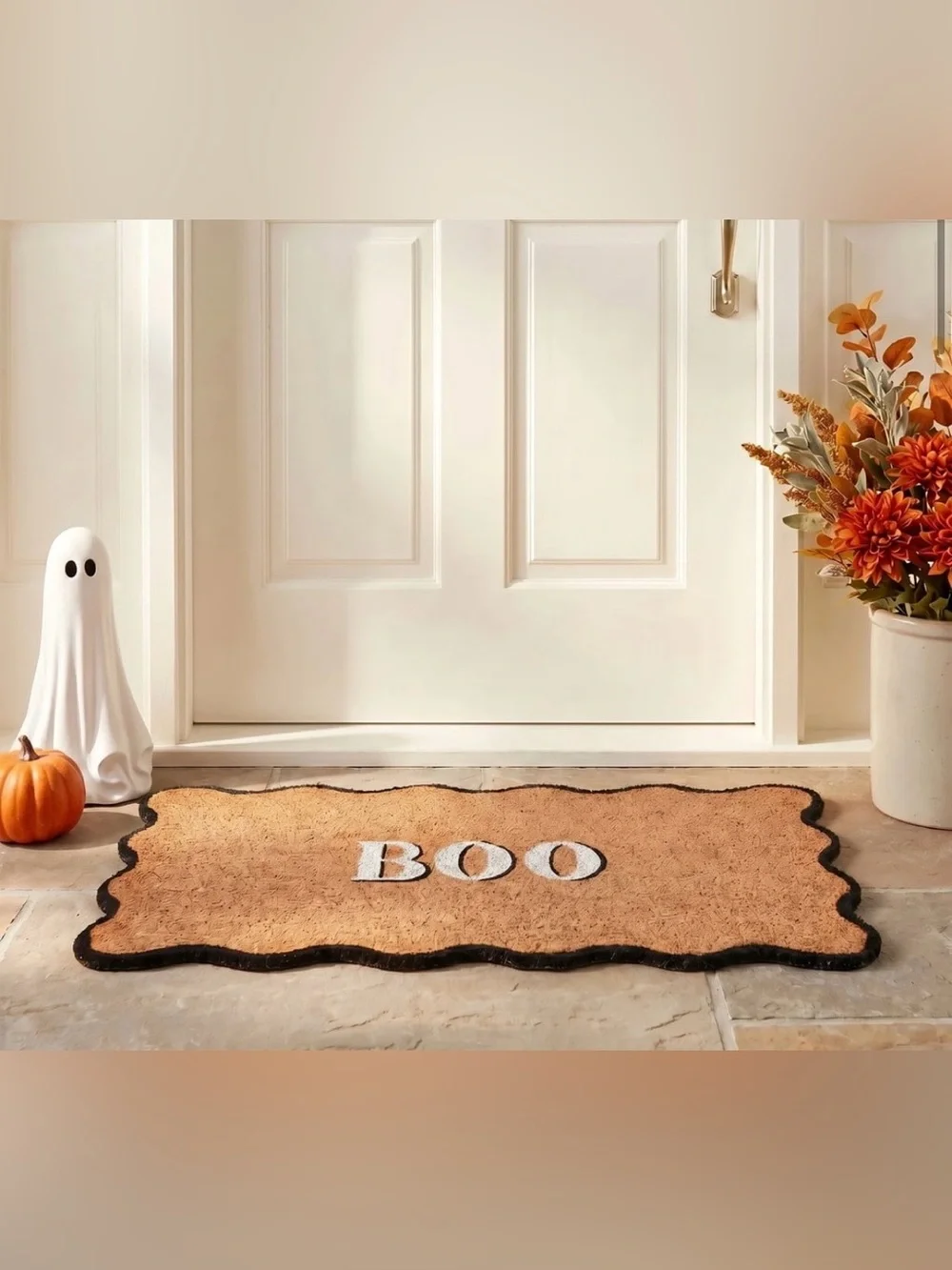 NWT My Texas House Scallop BOO Halloween Coir Doormat 18x30